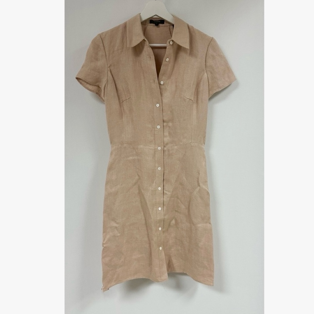 Theory Linen Blend Shirt Dress. - Picture 3 of 4